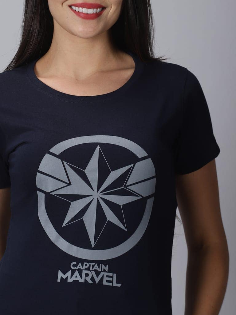 Cotton Navy Captain Marvel T-Shirt view 3