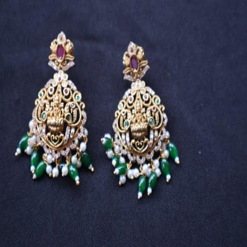 KAVALI Antique Gold Necklace Set with Earrings view 4