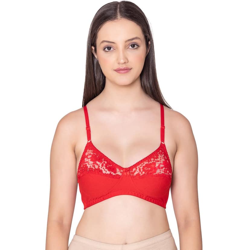 Bodycare polycotton wirefree adjustable straps designer net cup non padded bra-1535B