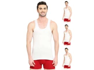 VIP Supreme Men's 100% Cotton White Vest, Moisture Absorbent Inner wear for Men - Pack of 4 - S