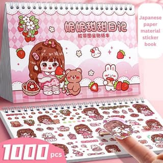 Cute Princess Japanese Paper Material Sticker Book (Pink, 1000 Pcs) | Decorative Planner Stickers | Journaling & DIY Crafts