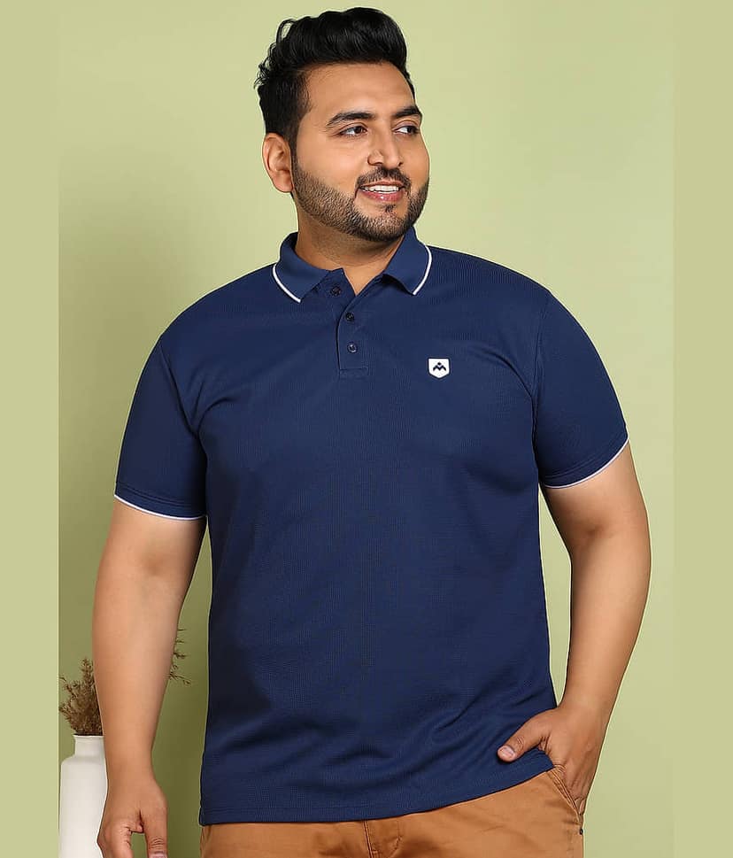 ADWYN PETER Pack of 1 Cotton Regular Fit Solid Half Sleeves Men's Polo T Shirt ( Blue )