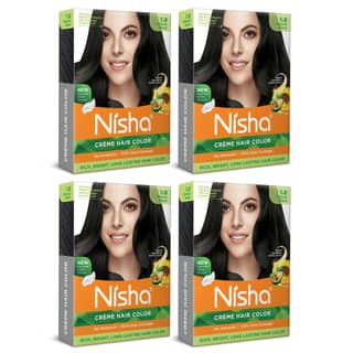 Nisha Creme Hair Color Natural Black 40gm Pack of 4, Permanent Hair Color for Women Men, No Ammonia, 100% Grey Coverage