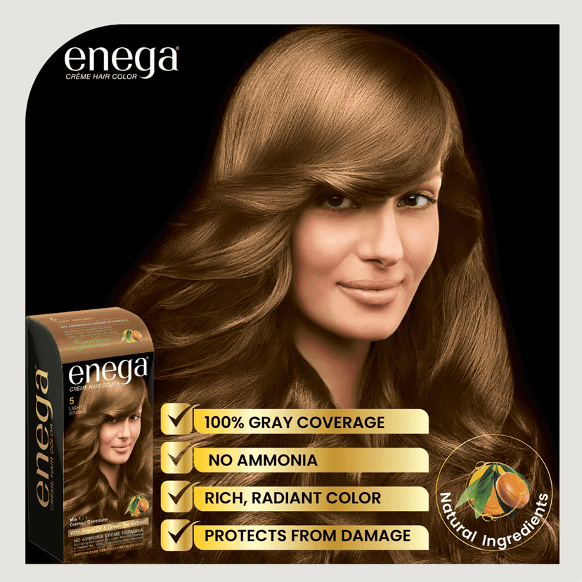 Enega nourishing no ammonia light brown cream hair color with argon oil& green tea extract 120ml view 7