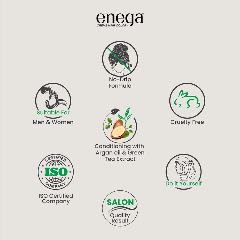 Enega nourishing no ammonia light brown cream hair color with argon oil& green tea extract 120ml view 9