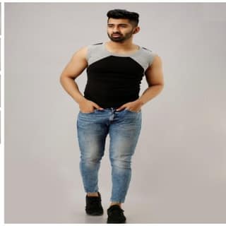 Men's Round Neck Vest Black (Pack of 01 pcs)
