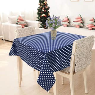 AIRWILL 100% Cotton Polka Pattern 2 Seater Square Table Cover Sized, 36x36 inches (Blue, Pack of 1)