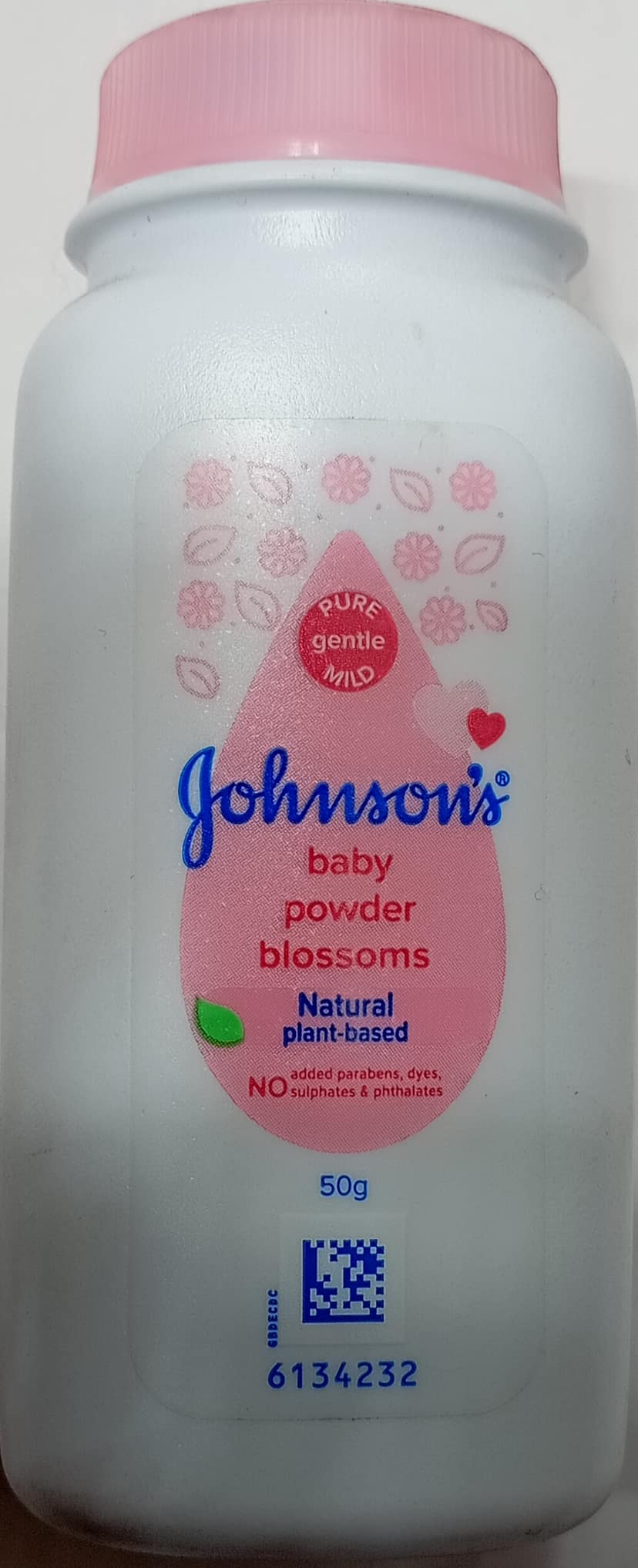 Johnson baby powder blossoms natural plant-based 50 g