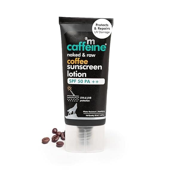 mCaffeine Matte Sunscreen SPF 50 for Men & Women | Lightweight, Water Resistant, Zero White Cast | Sun Protect, Prevents Tan & Repairs UV Damage - 50ml