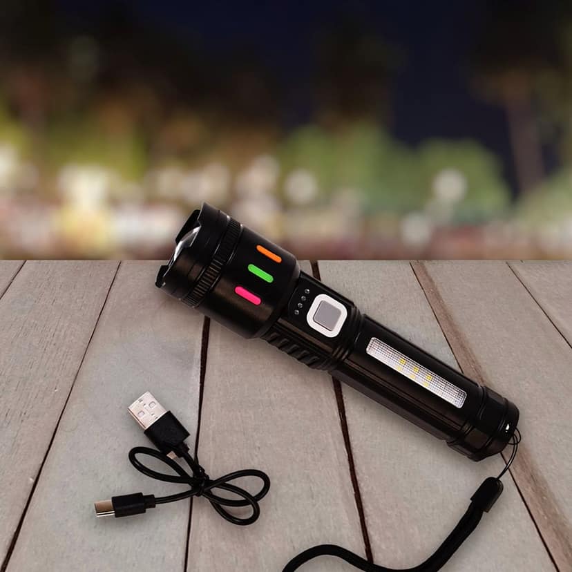 LED Flashlight USB Rechargeable – Zoom & 5 Lighting Modes view 3