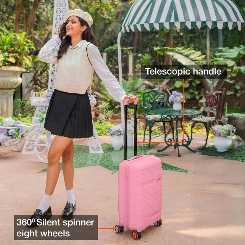 Pink Voyager Carry-On Suitcase - Stylish & Durable Travel Luggage view 3