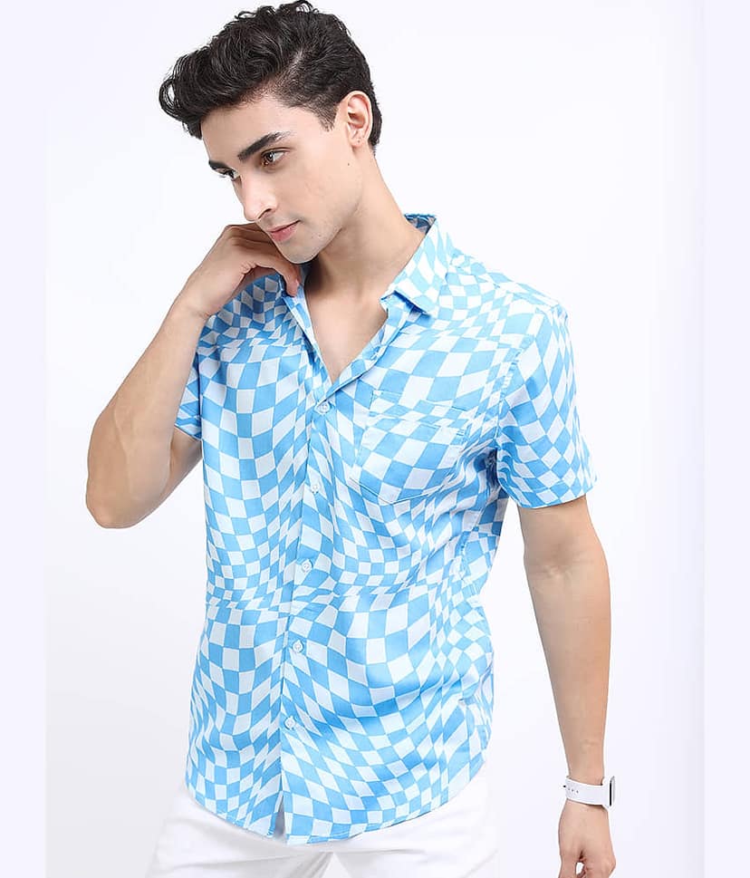 Ketch 100% Cotton Slim Fit Printed Half Sleeves Men's Casual Shirt - Blue ( Pack of 1 ) view 4