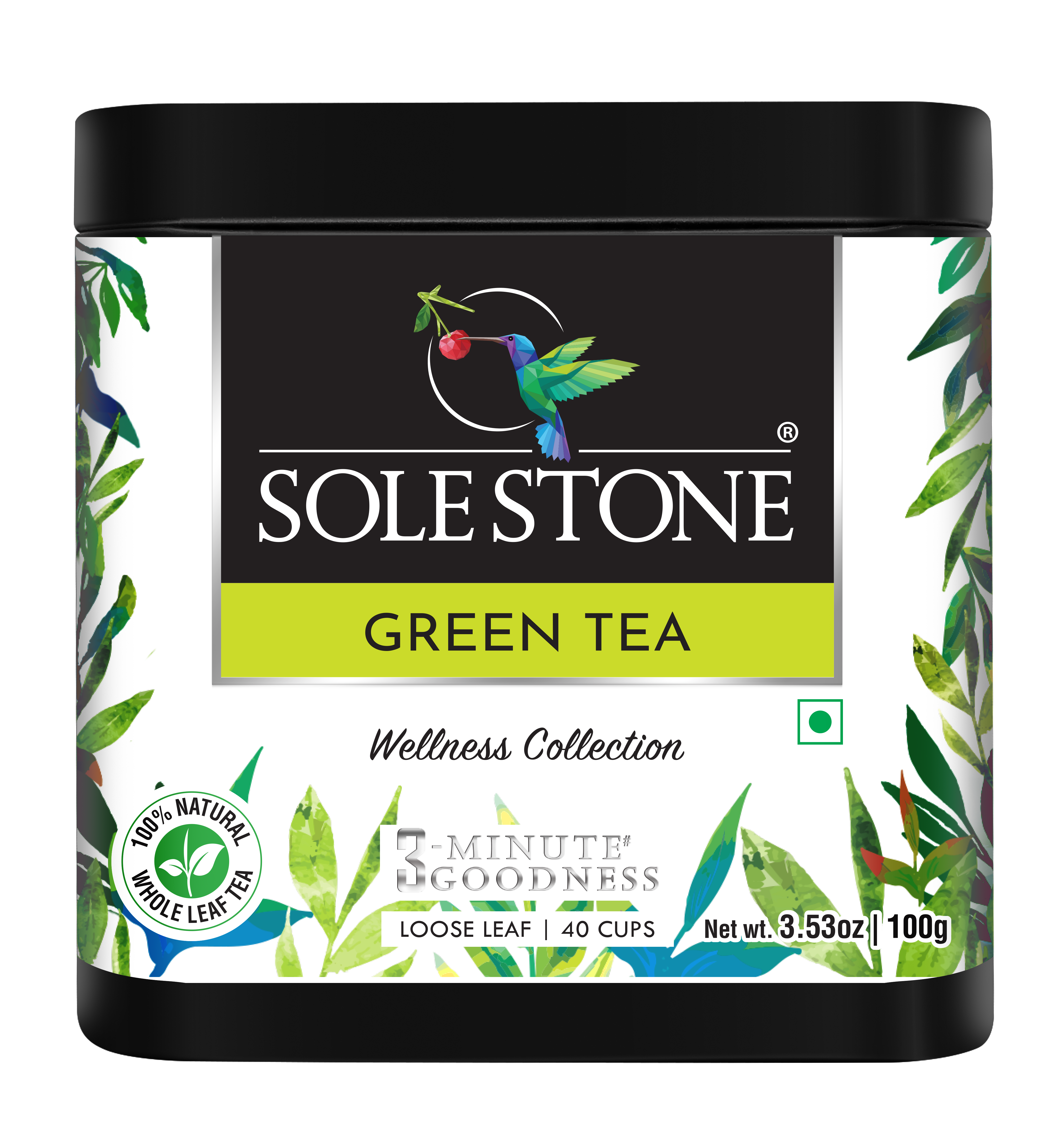 SOLE STONE Green Tea - Whole leaf, 100g (Pack of 1)