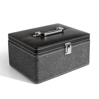 Makeup Box - Vanity Box for Women Bridal - Cosmetic Box Organiser, Durable, Stylish Finish for Home or Travel, Large Capacity Beauty Case for Brushes, Lipsticks & Skincare, (Black)
