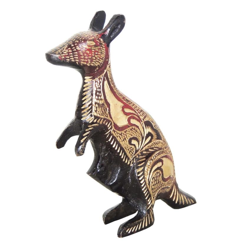 Antique Finish Brass Kangaroo Decorative Statue for Living Room Decor, Height : 5 Inch (ANMAS217 A) view 2