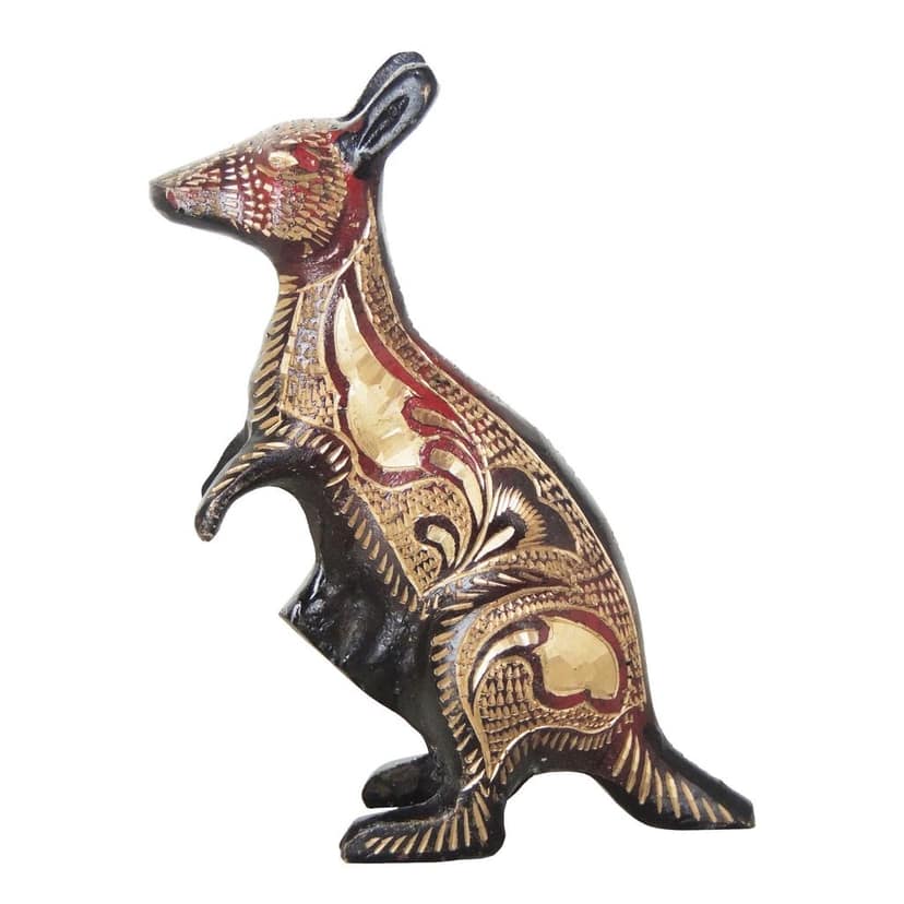 Antique Finish Brass Kangaroo Decorative Statue for Living Room Decor, Height : 5 Inch (ANMAS217 A) view 3