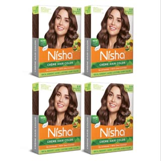 Nisha Creme Hair Color Chocolate Brown 40gm Pack of 4, Permanent Hair Color for Women Men, No Ammonia, 100% Grey Coverage