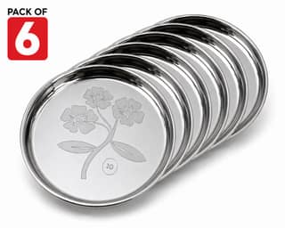 Premium Stainless Steel Round Floral Design Thali (Khoncha)