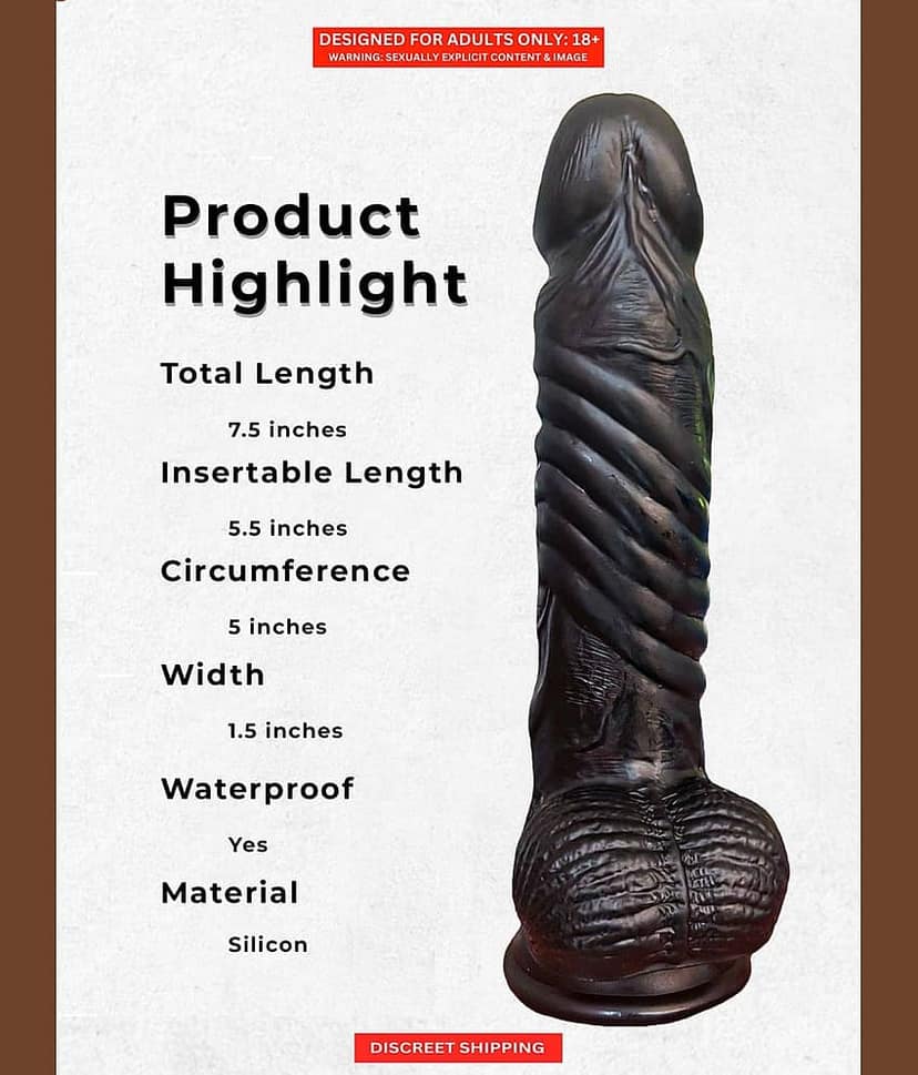Premium 7 Inch Black Realistic Dildo with Strong Suction Cup HandsFree Spiral Soft Silicone Sex Toy for Women view 2