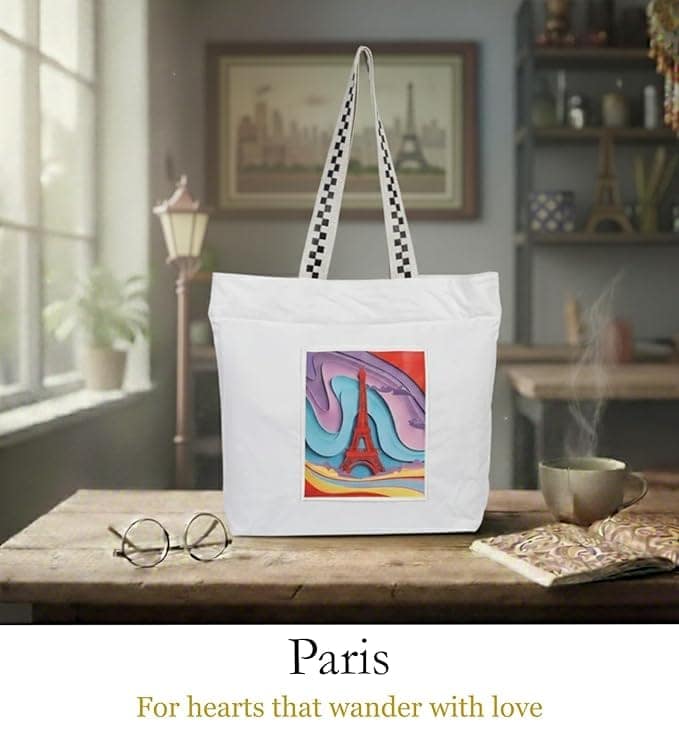 WOTM On The Move Tote | Premium Printed Cotton Canvas Tote Bag with Zipper & Inside Pocket, Stylish Everyday Travel Bag for Work, College, Office, Travel, Shopping view 5