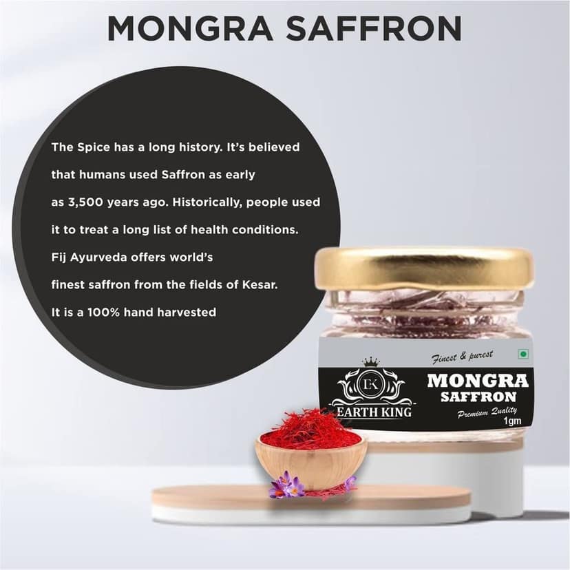 EARTH KING Natural & Finest Grade A++ Mongra Saffron Thread Kesar/Keshar/Zafran/Jafran for Beauty & Health � 3GM (Combo Pack) view 2