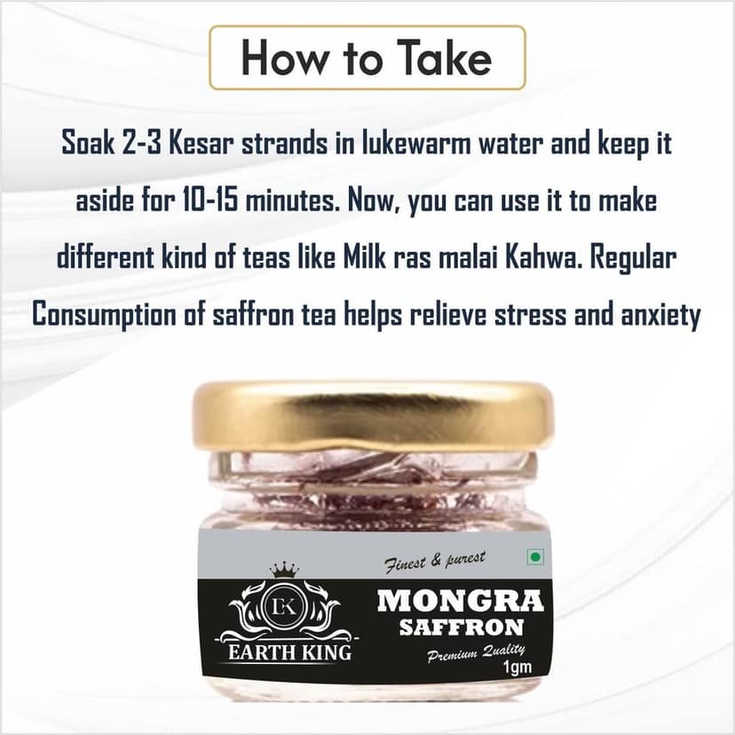EARTH KING Natural & Finest Grade A++ Mongra Saffron Thread Kesar/Keshar/Zafran/Jafran for Beauty & Health � 3GM (Combo Pack) view 4