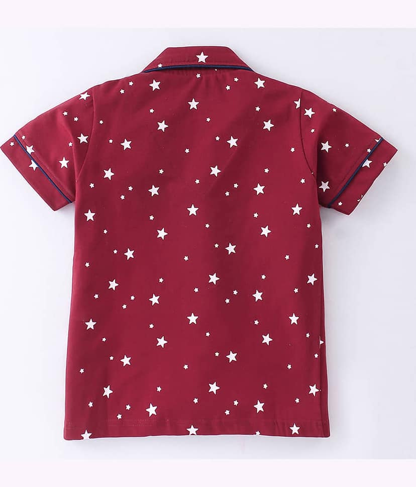 Nite Flite Pack of 1 Boys 100% Cotton Nightsuit Set ( Red ) view 2