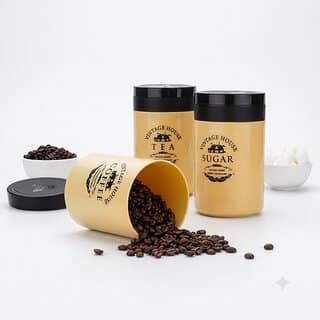 (Set of 3) Glory matt Design Tea, Sugar Coffee Container Storage Jar for Kitchen Can be used for multipurpose 800 ML each (Brown)