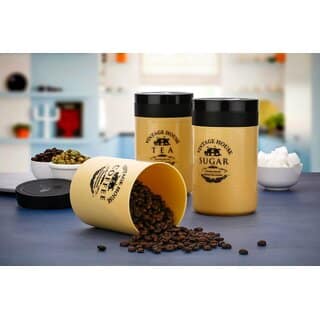 (Set of 3) Glory matt Design Tea, Sugar Coffee Container Storage Jar for Kitchen Can be used for multipurpose 800 ML each (Brown) view 3