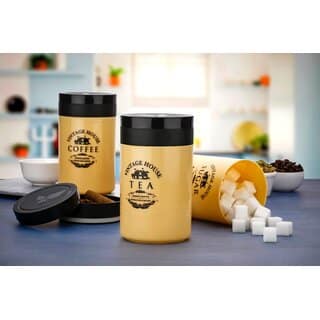 (Set of 3) Glory matt Design Tea, Sugar Coffee Container Storage Jar for Kitchen Can be used for multipurpose 800 ML each (Brown) view 4