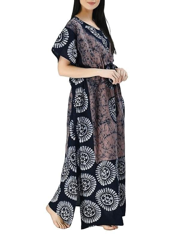 Ukal Cotton Regular Printed Round Neck Floor Length Nighty Night Gown Maxi view 2