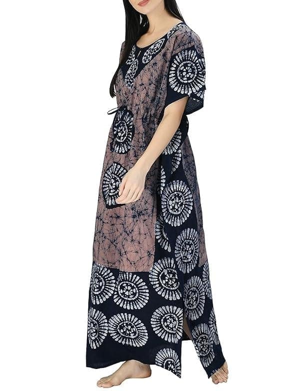 Ukal Cotton Regular Printed Round Neck Floor Length Nighty Night Gown Maxi view 4