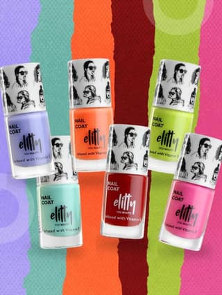 Elitty Nail Polish Combo -Thriving (Aqua Purple Orange Pink Green Red)