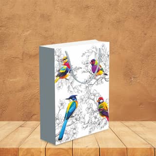 200 GSM Nature Bird Printed Paper Gift Bags, Paper Carry Bags For Birthday Gift, Return Gift Bags, Office Party, Corporate Gifting & Get Together (Size:11x7.5x 3 inch) - Set of 20