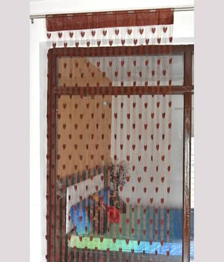 Handloomwala Abstract Semi-Transparent Rod Pocket Curtain 6.5 ft ( Pack of 1 ) - Green