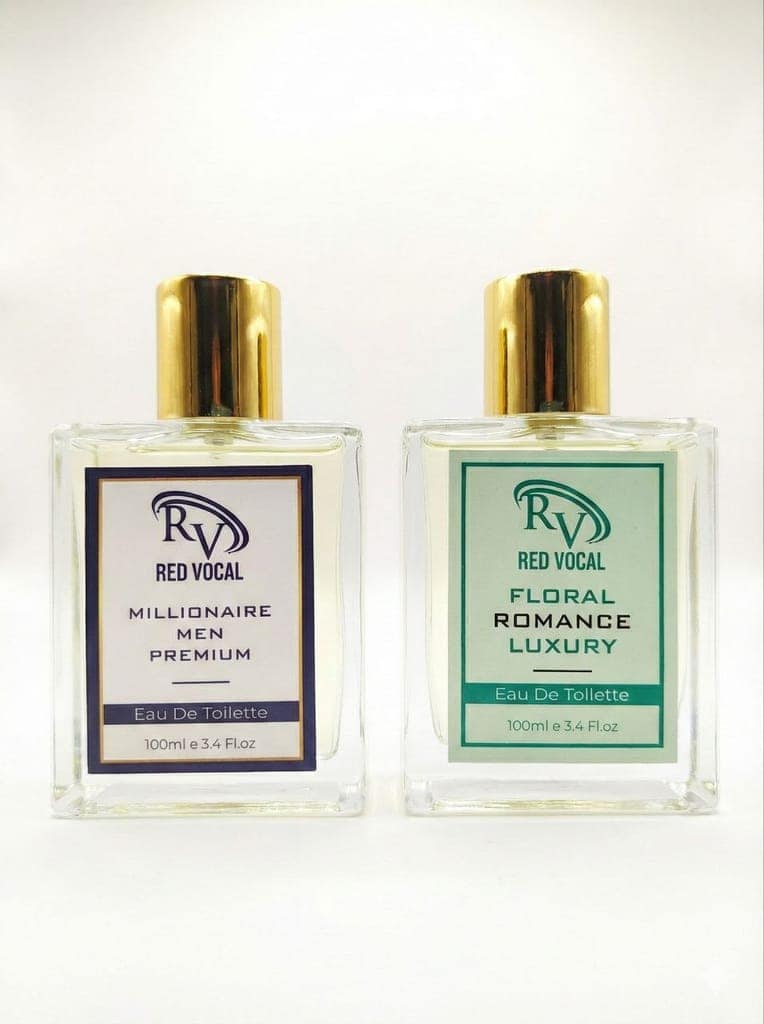 Red Vocal Millionaire Men & Floral Romance Women Premium Eau De Toilette Set – 2×100ml, Long-Lasting Couple Fragrance Gift Combo
