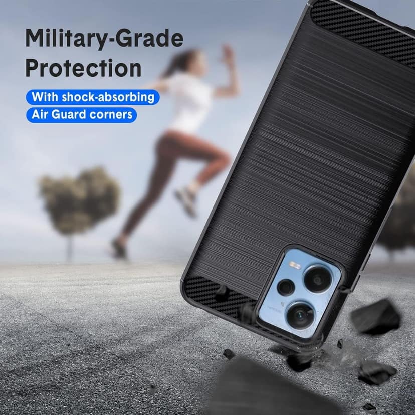 Natbok Compatible with Redmi Note 12 Pro Plus Case, Flexible TPU Brushed Texture Shockproof Military Protection Bumper Phone Case,Slim Case Cover Compatible with Redmi Note 12 Pro Plus,Black view 4