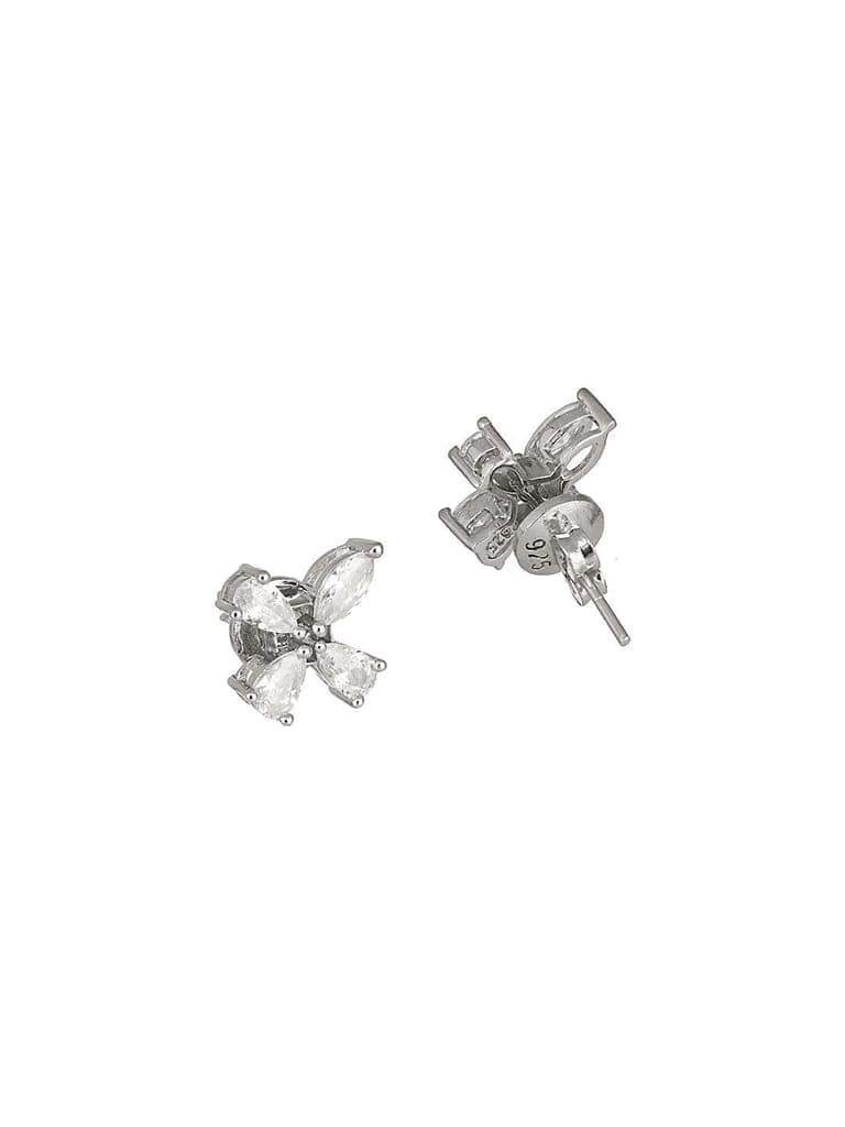925 Sterling Silver Cubic Zirconia Floret Studds Earrings view 10