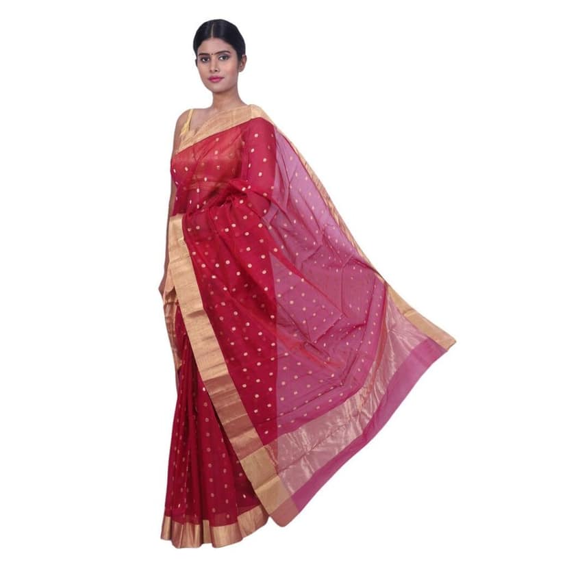 HANDLOOM CHANDERI SAREE- MERCERISED(COTTON+SILK MIX) WITH BLOUSE (SKU - 1SC105011220 SAREE- 68) view 3