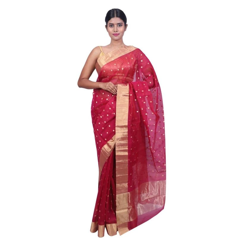HANDLOOM CHANDERI SAREE- MERCERISED(COTTON+SILK MIX) WITH BLOUSE (SKU - 1SC105011220 SAREE- 68) view 4