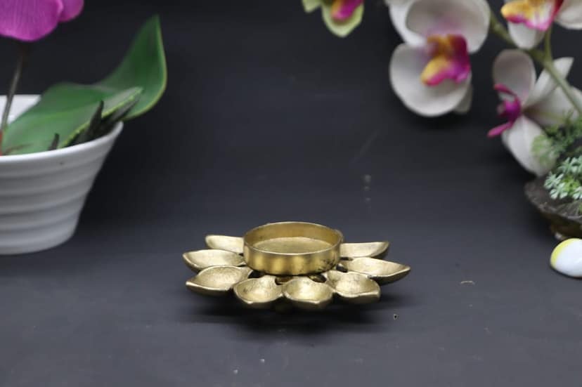 Handcrafted Brass Candle/ Diya Stand view 2