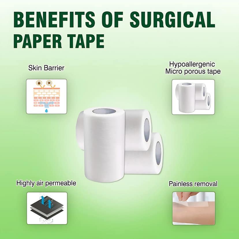 Complete Care Microporous Surgical Paper Tape 2 Inch x 9 Meter, Breathable & Skin-Friendly, Medical-Grade Adhesive, 6 Rolls In Each Pack view 2