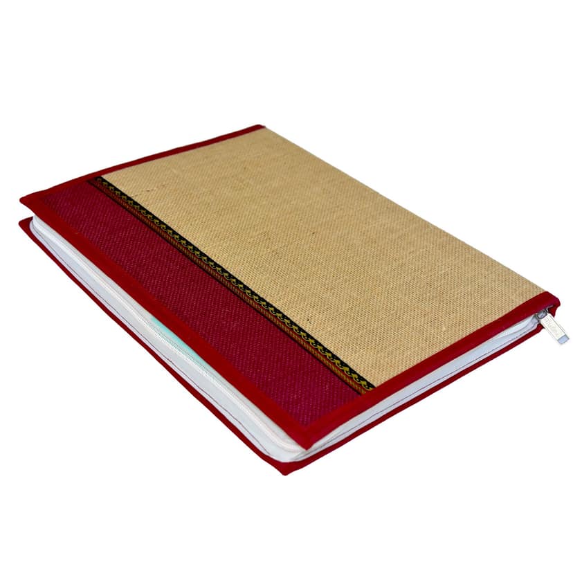 Tribes India Jute Red File Folder with Lace