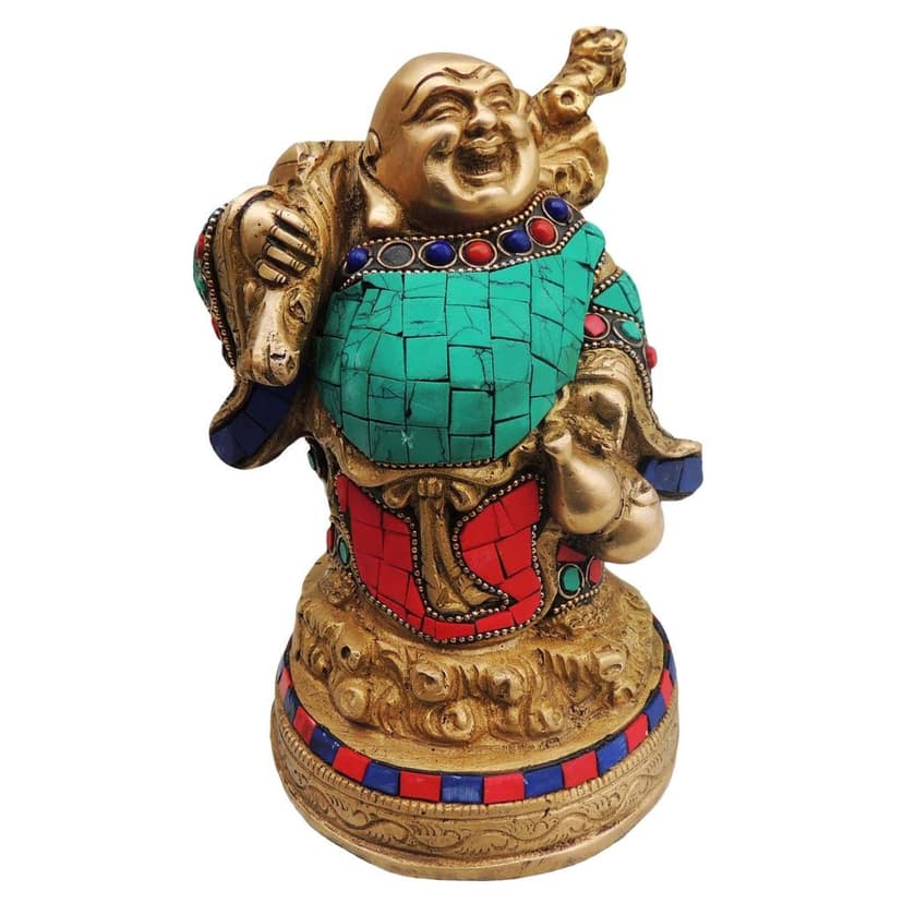 Brass Laughing Buddha Idol - Happiness & Wealth Showpiece, Height : 7 Inch (BSMAS529) view 2