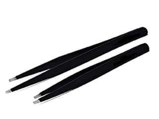 Elecsera Black Slant Tip Plucker Tweezer Blackhead Removal, Facial Hair Removal Beauty Tool For Men And Women Combo Set Of 2