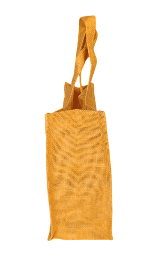 Yellow Burlap Tote Bag with Lace Trim view 4