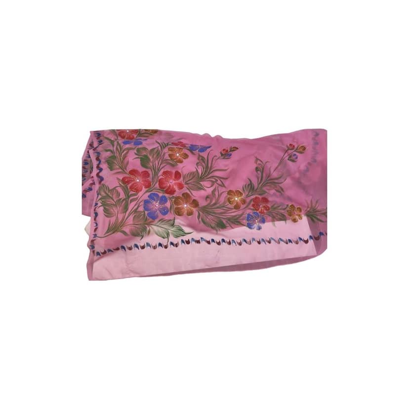 Buy Pink Hand Painted Floral Georgette Saree With Blouse Piece online at best price