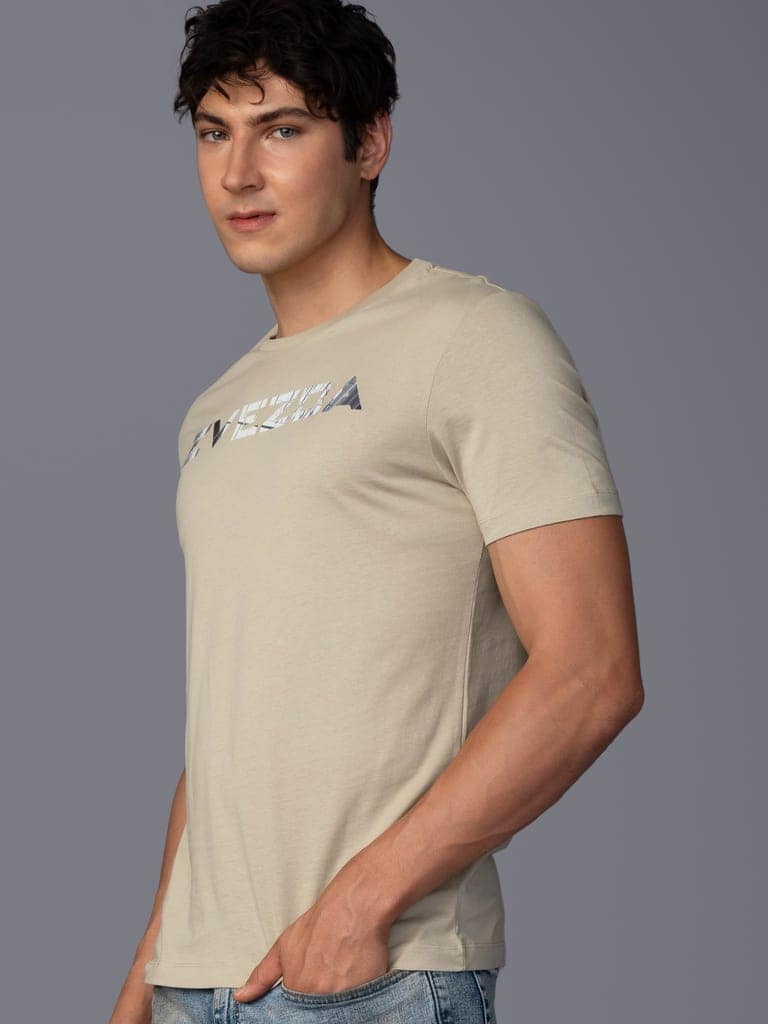 Men’s Pure Cotton Round Neck Branded T-Shirt-Dark Grey view 3