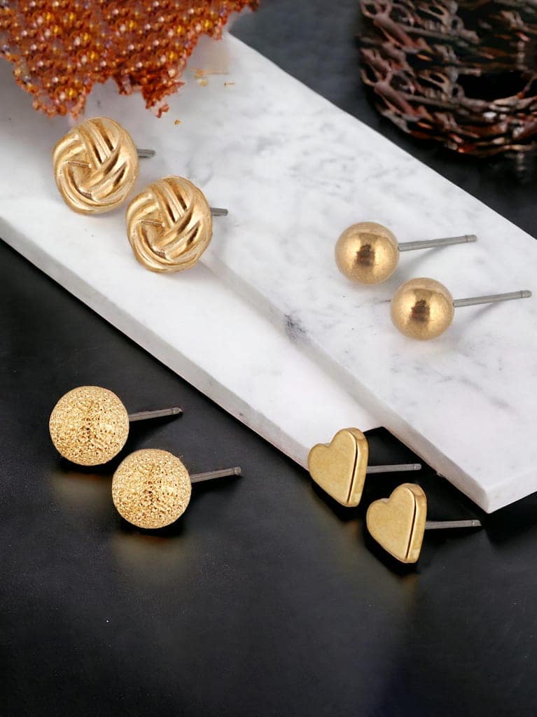 LUCKY JEWELLERY Fashion 24 Pairs Combo Set Of Latest Earrings Celebrity Inspired Stylish Trendy Gold Plated Studs Floral Tops Hoops Earing C Shaped Earring for Women & Girls (360-CHEX-1187-24) view 5