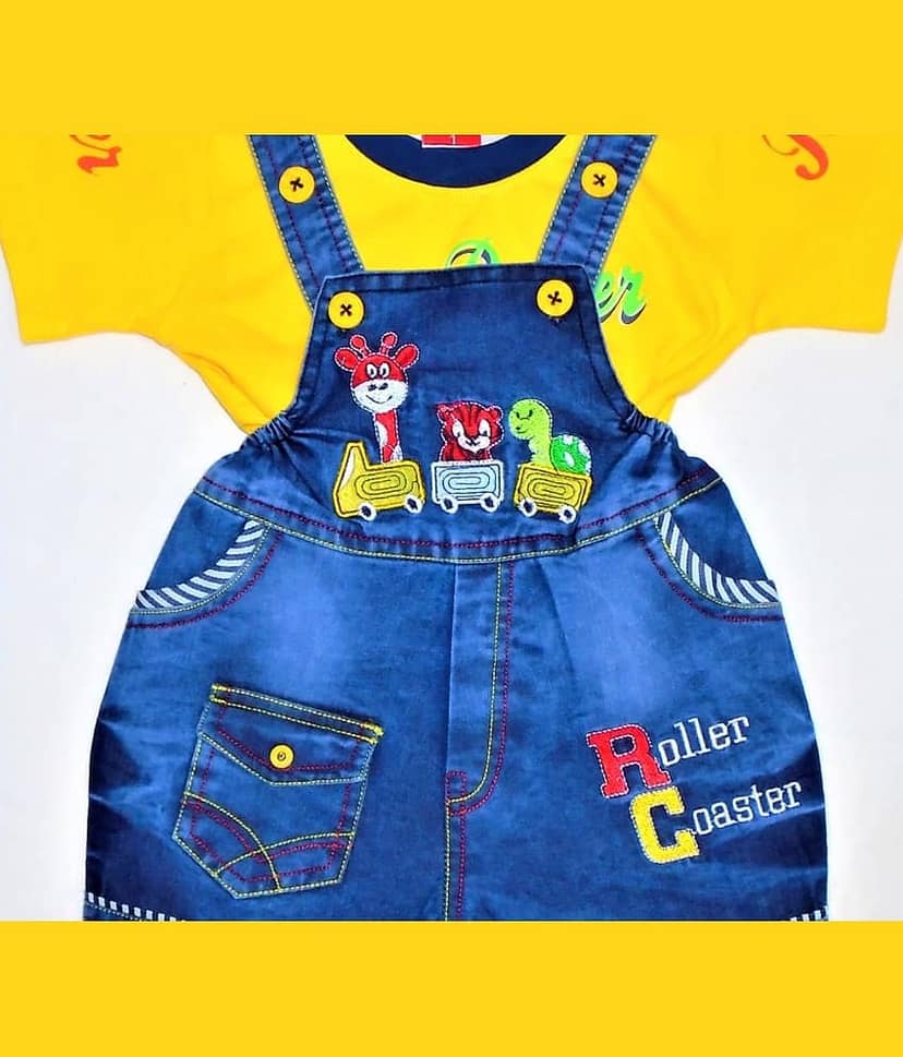 Wise Guys Pack of 1 Baby Boys Denim Dungaree Sets ( Yellow ) view 2